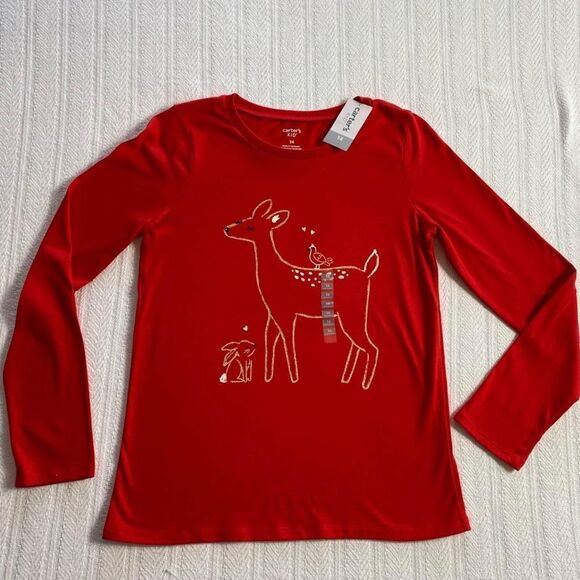 CARTER’S KID Girls Size 14 Red Christmas Top - Picture 1 of 4